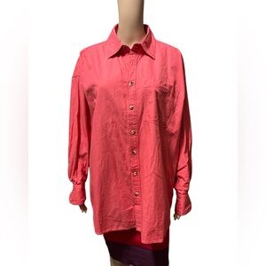 Free People We The Free Size XS Oversized Button Down Shirt Long Sleeves…